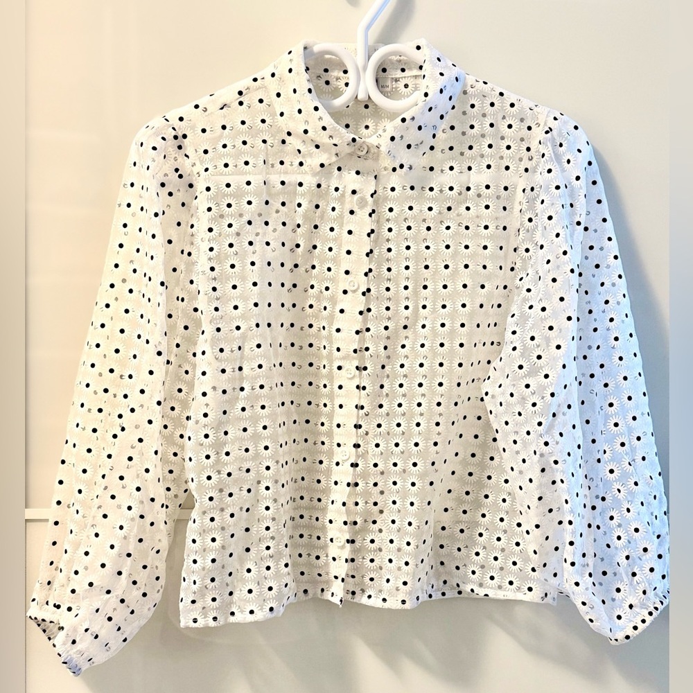 TWIK White Blouse with Black Dots